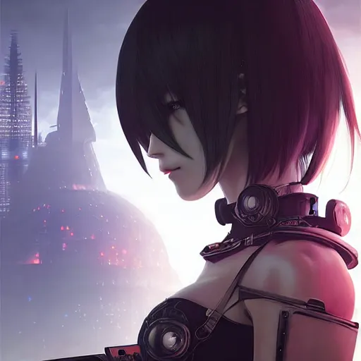 Image similar to realistic render zero from drakengard 3 by ross draws, futuristic dystopian city by ilya kuvshinov, digital art by ross tran, extreme intricate details, composition by sana takeda, lighting by greg rutkowski