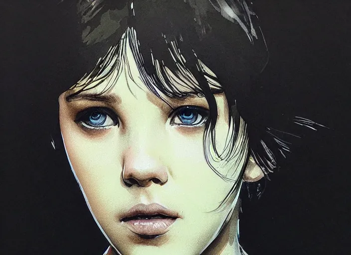 Image similar to a highly detailed beautiful portrait of millie bobby brown by yoji shinkawa