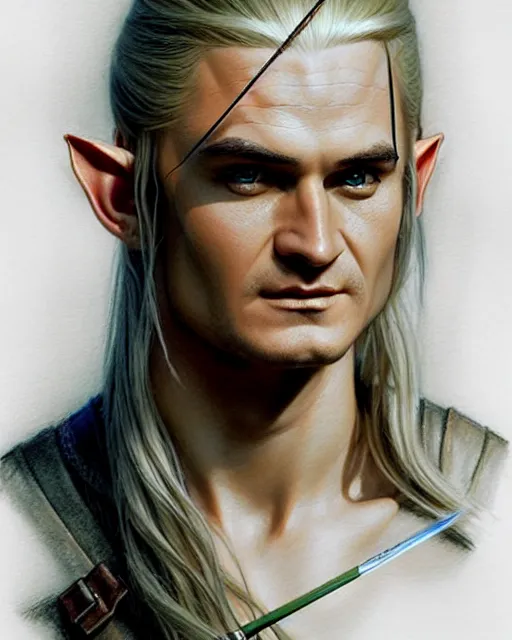 Prompt: legolas elf | | pencil sketch, realistic shaded, fine details, realistic shaded lighting poster by greg rutkowski, magali villeneuve, artgerm, jeremy lipkin and michael garmash and rob rey