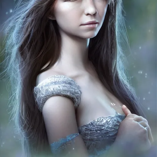 Image similar to photograph of a beautiful fantasy princess, highly detailed, headshot Portrait, hyper realistic .