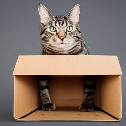 Prompt: a cat sitting in a cardboard box