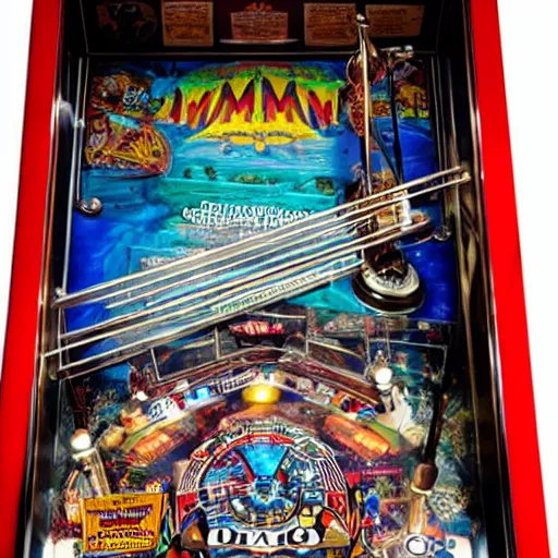 Image similar to photograph of a dmb themed pinball machine