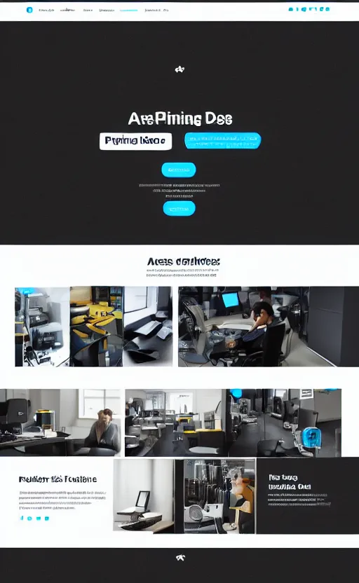 Image similar to landing page of a 3 d printing bussines, web design, concept, awwwards