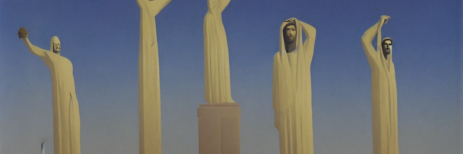 Prompt: cristo redentor rio painting magritte