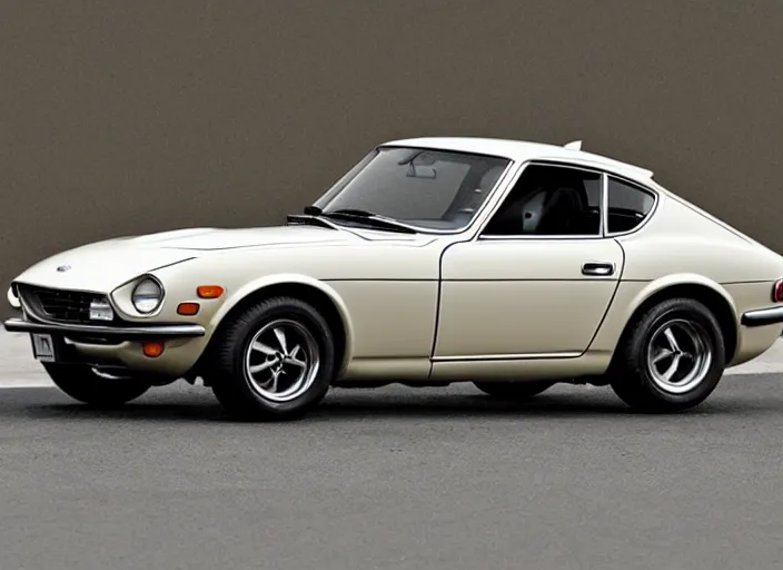 Image similar to 1970 Datsun 240Z in the style of Ken Sugimori