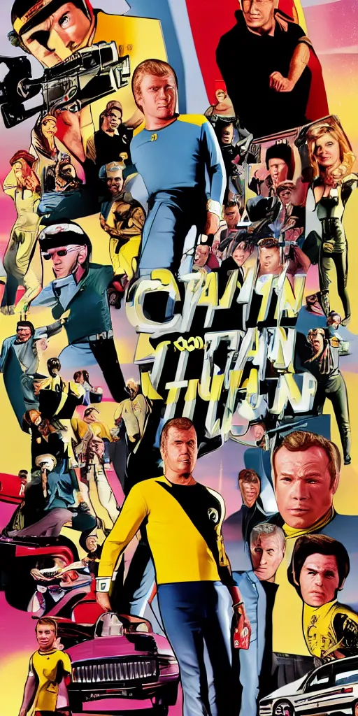 Image similar to captain kirk like a GTA poster