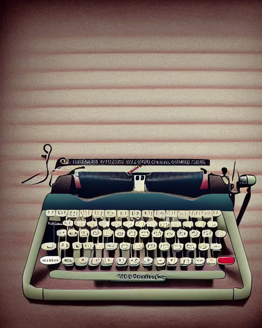 Prompt: digital illustration of a retro typewriter. 3 d. pastel