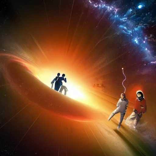 Prompt: a team of explorers travel through a wormhole in space in an attempt to ensure humanity's survival.