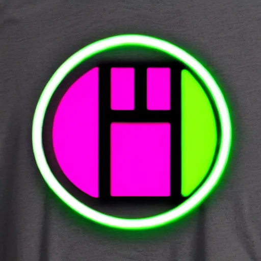 Image similar to neon logo of a space invader on a shield