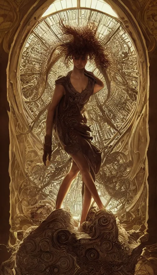 Image similar to the inventor, mad scientist, fame of thrones, fibonacci, sweat drops, intricate fashion clothing, insane, intricate, highly detailed, surrealistic, digital painting, artstation, concept art, smooth, sharp focus, illustration, Unreal Engine 5, 8K, art by artgerm and greg rutkowski and alphonse mucha