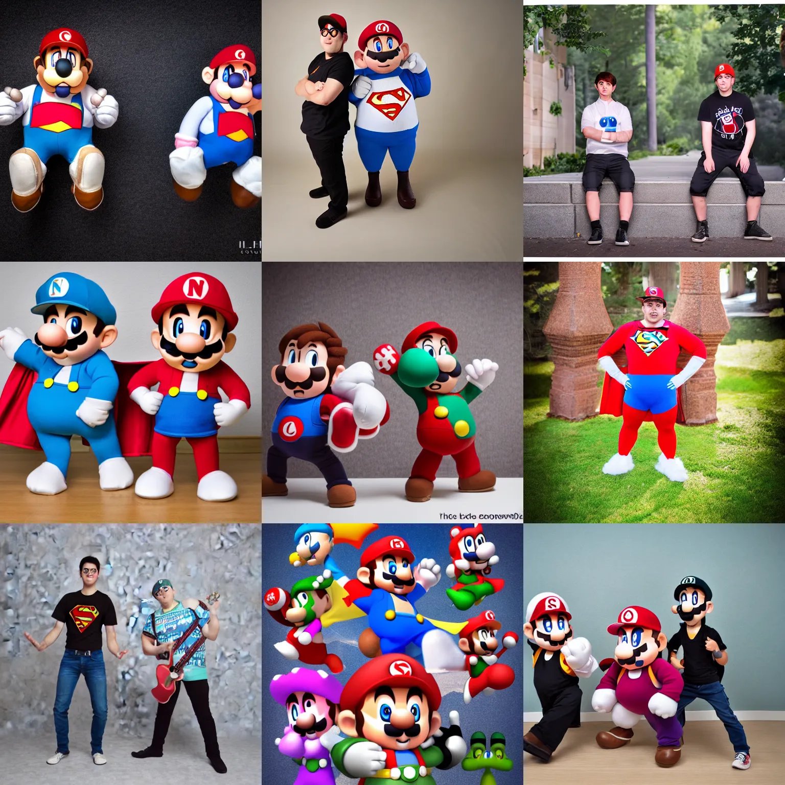 Prompt: a professional full body photography of super nario bros