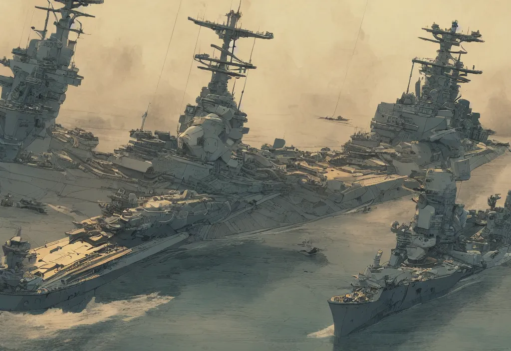 Image similar to handmade illustration of a beautiful big battleship, line art, ink, watercolor by Kilian Eng and by Jake Parker, winning-award masterpiece, fantastic, octane render, 8K HD Resolution, High quality image