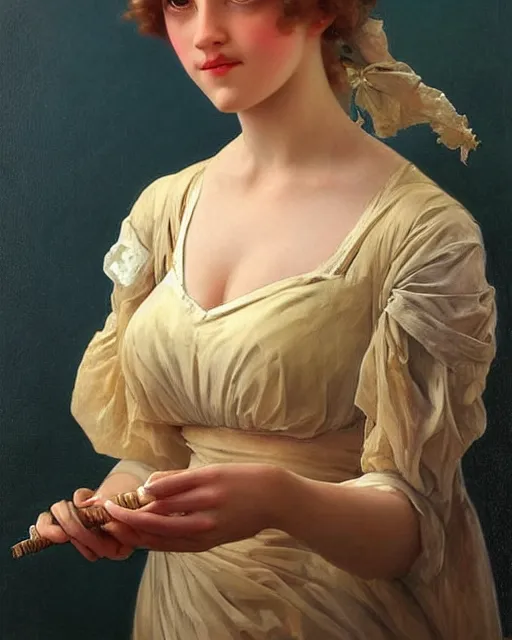 Image similar to a girl rolling a joint, beautiful face, oil on canvas, artstation, by j. c. leyendecker and edmund blair leighton and charlie bowater, beautiful face, octane, very aesthetic!!!!!!!!!!!!!!! stunning gorgeous big eyes