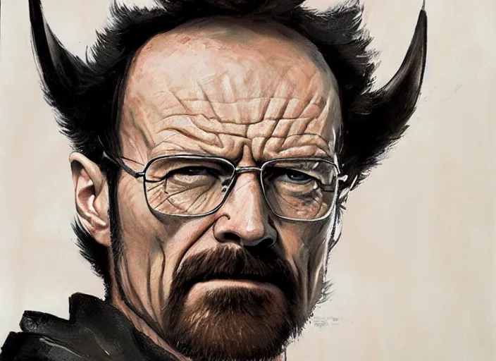 Prompt: a highly detailed beautiful portrait of walter white as wolverine, by gregory manchess, james gurney, james jean