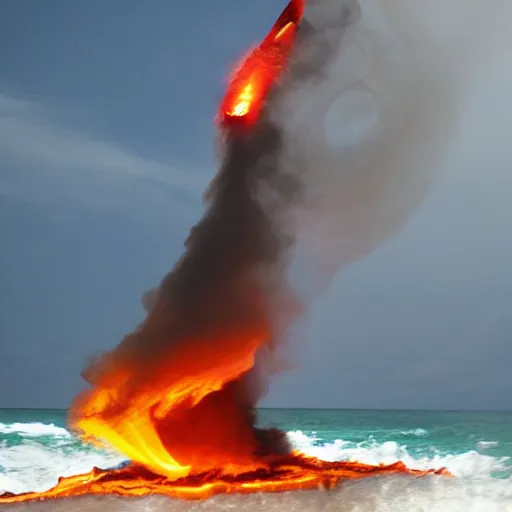 Prompt: fire tornado with a shark in it