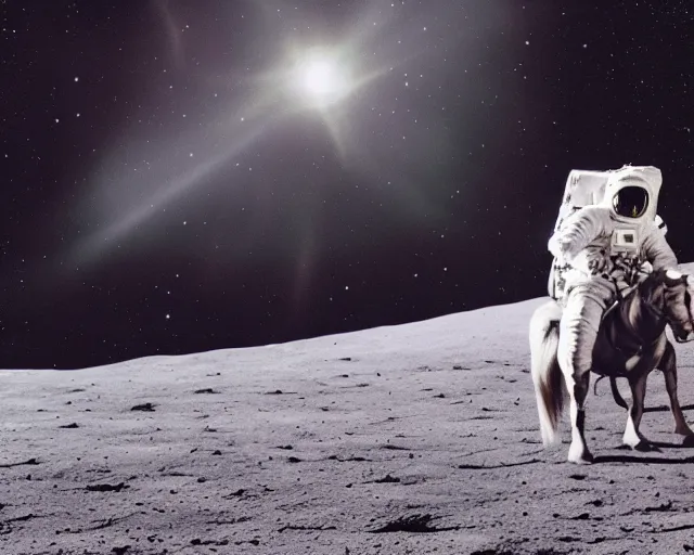 Image similar to photograph of an astronaut riding a horse on the moon