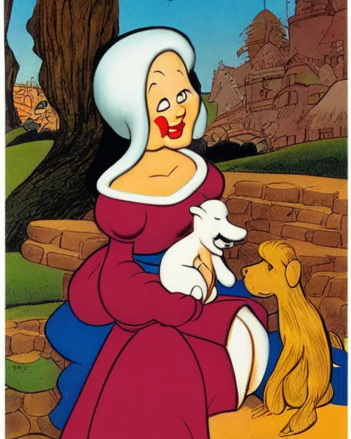 Image similar to Lady with an Ermine by Leonardo comic art by Carl Barks