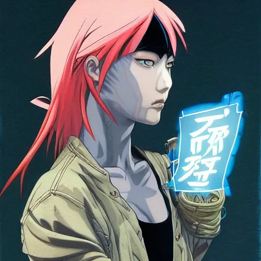 Image similar to prompt : stealthy rogue adventure character who is who is sakura from naruto portrait soft light painted by james jean and katsuhiro otomo and erik jones, inspired by akira anime, smooth face feature, intricate oil painting, high detail illustration, sharp high detail, manga and anime 1 9 9 9