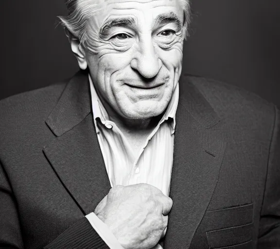 Image similar to a studio photograph of Robert DeNiro; f/1.4; 90mm