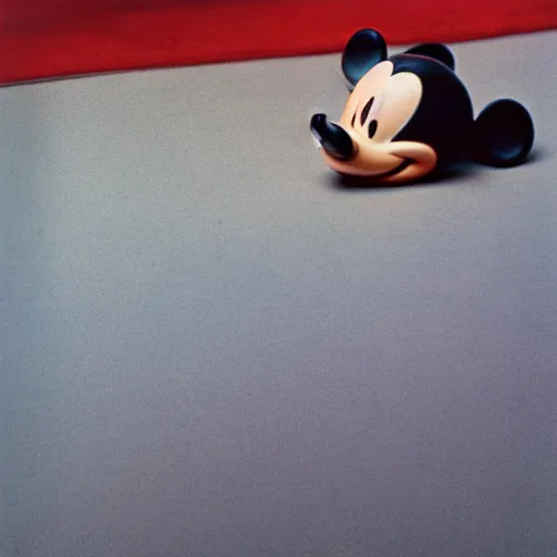 Image similar to Mickey Mouse the destroyer of worlds, photorealistic, film still, desolate