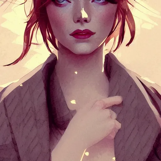 Image similar to fashion model emma stone ,digital art by Hokusai by greg rutkowski by wlop high detail comic sharp vector lineart dramtic lighting artstation by trevor henderson by rossd raws cinematic dramatic