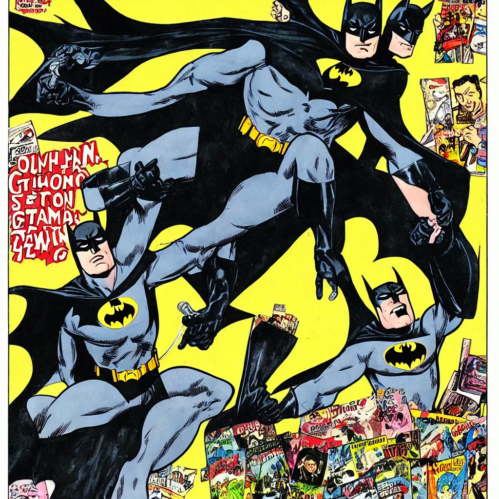 Image similar to batman playing guitar, comic book