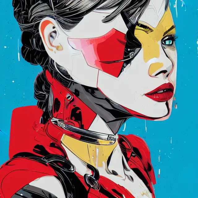 Image similar to portrait of a female android, by MARVEL comics and Sandra Chevrier, 8k