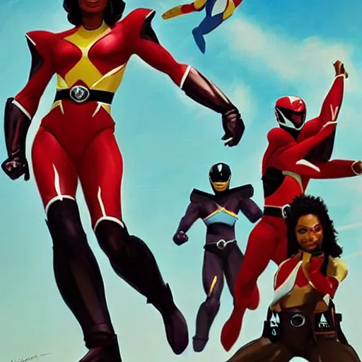 Prompt: angela bassett is the leader and guide of the power rangers, by artgerm, greg rutkowski, james gurney