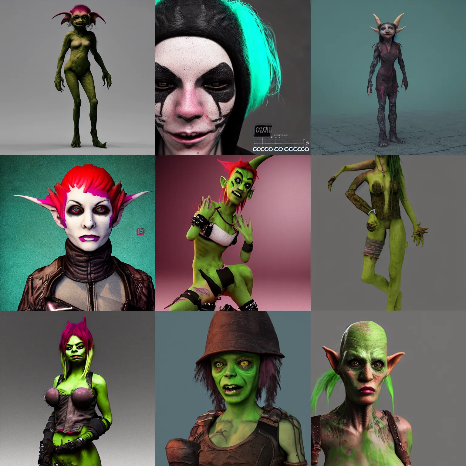 Prompt: eco gotch punk female goblin, octane 8k,