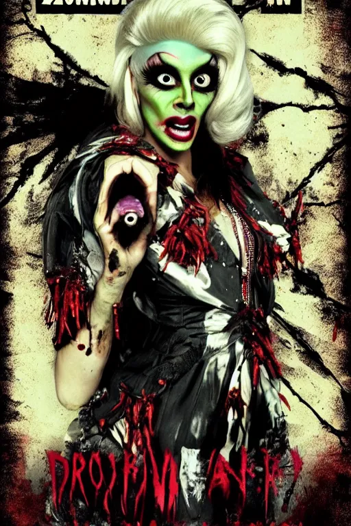 Image similar to drag queen monster zombie horror movie poster