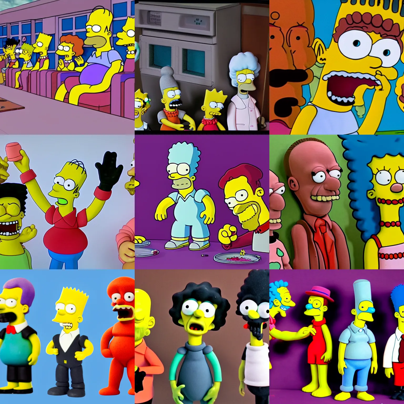 Prompt: simpsons claymation, creepy, jack stauber, david firth, messy clay
