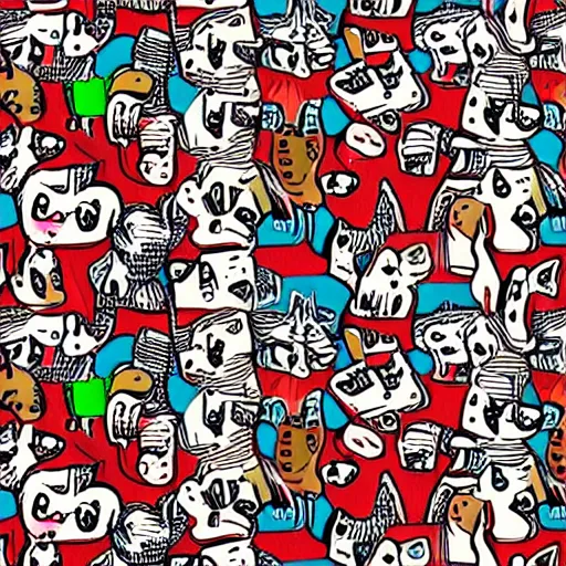 Image similar to where's waldo illustration of cats