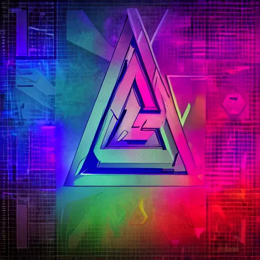 Image similar to Etherium logo from many colors, abstract concept, retrowave synth, digital art