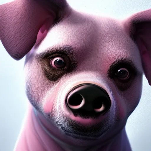 Image similar to a fusion of a dog and a pig, hyperdetailed, artstation, cgsociety, 8 k