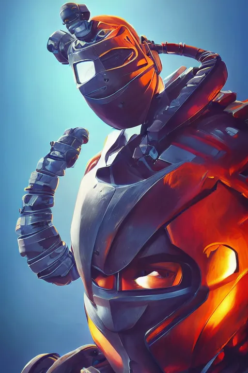 Image similar to epic mask helmet robot ninja portrait stylized as fornite style game design fanart by concept artist gervasio canda, behance hd by jesper ejsing, by rhads, makoto shinkai and lois van baarle, ilya kuvshinov, rossdraws global illumination radiating a glowing aura global illumination ray tracing hdr render in unreal engine 5