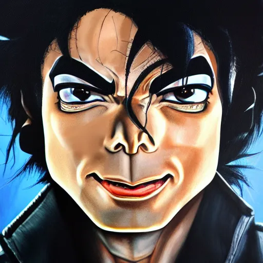 Image similar to ultra realistic portrait painting of michael jackson as vegeta, art by akira toriyama, 4 k, dragon ball artstyle, cel shaded, highly detailed, epic lighting