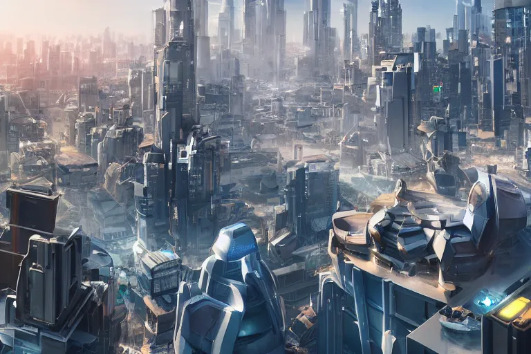 Image similar to rooftop view of a futuristic city highly detailed, photorealistic portrait, bright studio setting, studio lighting, crisp quality and light reflections, unreal engine 5 quality render