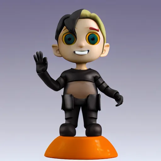 Prompt: cute pvc figure of a boy who is composed of dark ichor, ink, fluid simulation character, lens flares, vray