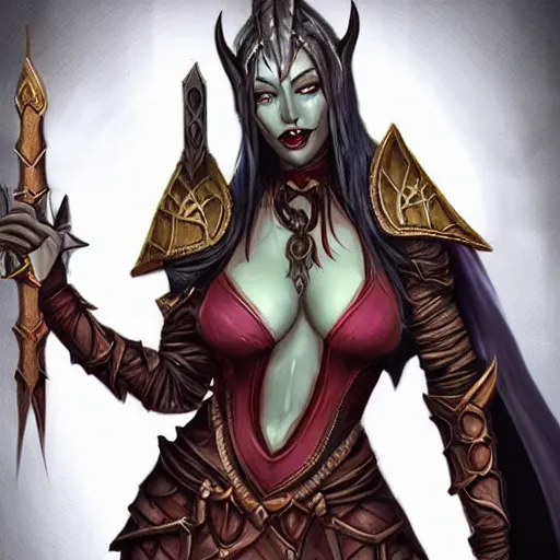 Prompt: beautiful female dunmer, d&d character art