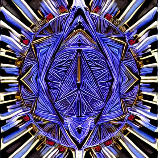 Image similar to mayan shiva, symmetrical, digital art, alex gray