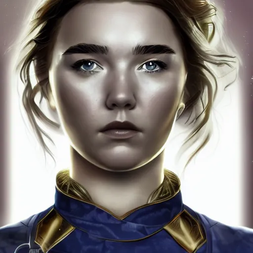 Image similar to Florence Pugh as Susan Storm from Fanatastic Four, digital art, Portrait