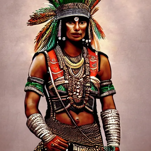 Image similar to an indian warrior woman, wearing intricate armor made of pottery pieces. photorealistic, intricate and detailed.