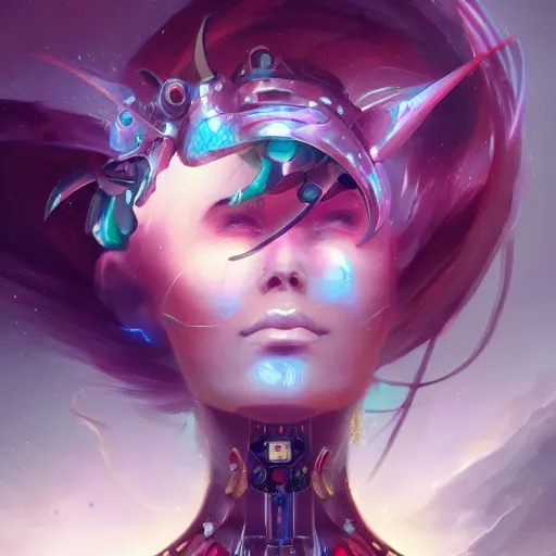 Image similar to portrait of a beautiful cybernetic emanation, by pete mohrbacher and artgerm and wlop, digital art, highly detailed, intricate, fantasy, mystical, Trending on Artstation HQ, deviantart, unreal engine, 4K UHD image