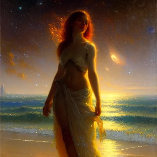 Prompt: night, the ocean, the milk way galaxy. highly detailed painting by gaston bussiere, greg rutkowski 8 k