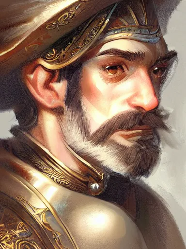 Image similar to a noble man smirking with flirty eyes. crossed arms, sitting in his chair. intricate, elegant, highly detailed, digital painting, artstation, concept art, sharp focus, illustration, by justin gerard and artgerm, 8 k