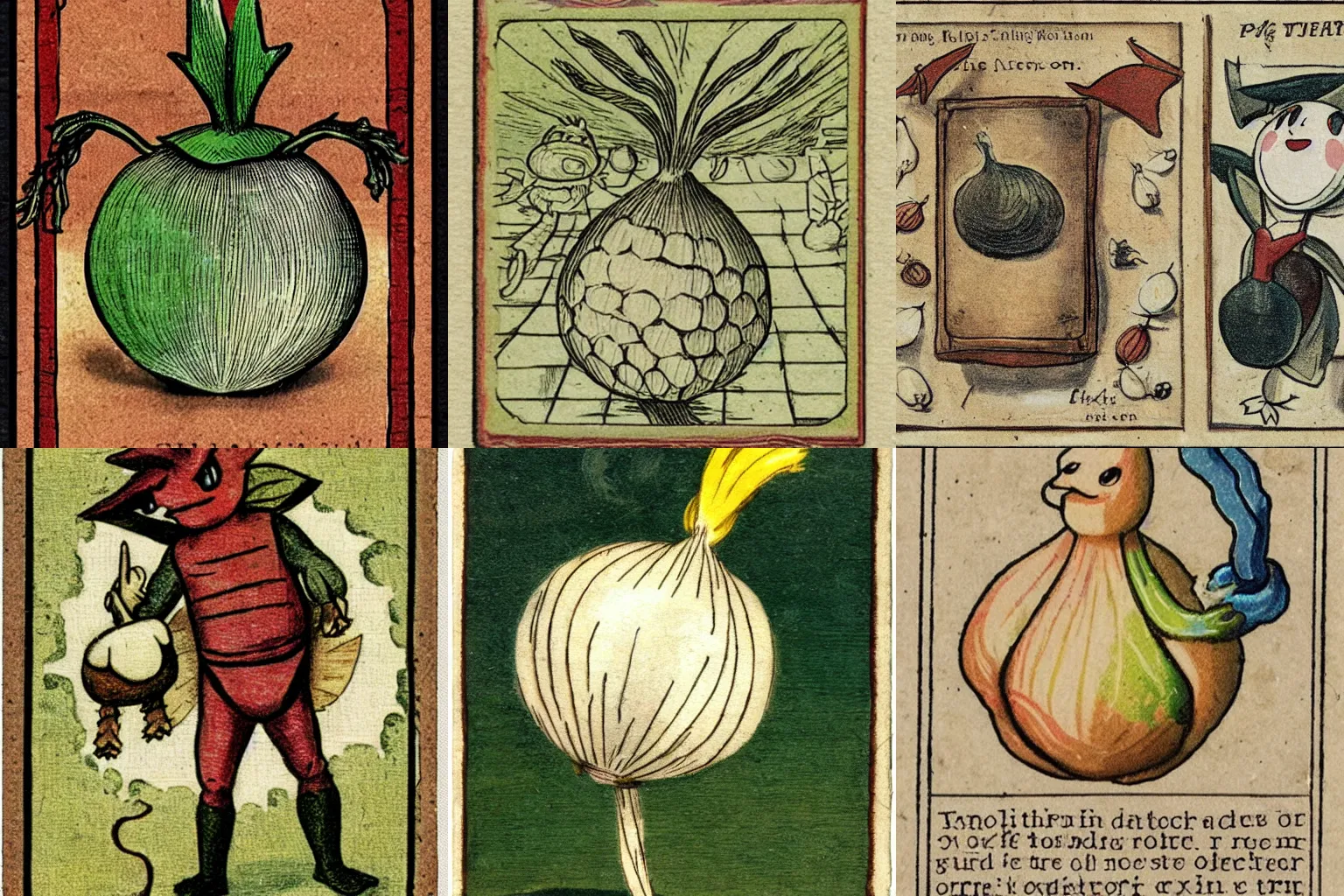 Prompt: onion pokemon card from 1700s