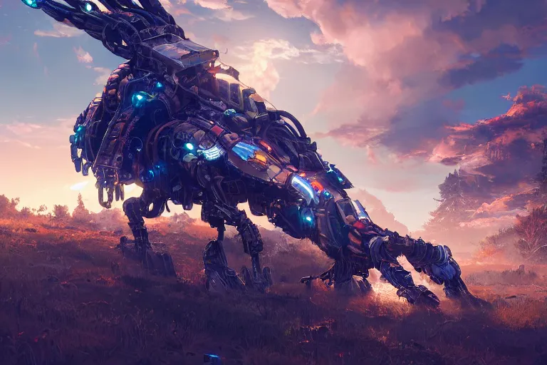 Image similar to glinthawk machine mecanical creature robot of horizon forbidden west horizon zero dawn radiating a glowing aura global illumination ray tracing hdr fanart arstation by ian pesty and alena aenami artworks in 4 k