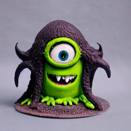 Image similar to Minion as Lovecraft's monster, tentacles, evil, dark colours, green colours, high resolution, 50 mm, extremely realistic, cave