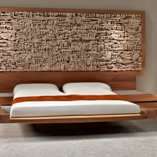 Prompt: a modern wood sculpted bed, detailed, realistic,