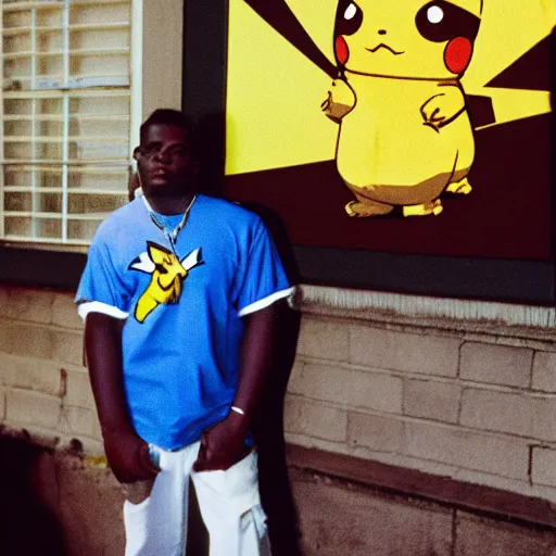 Pikachu smoking a fat blunt with the notorious BIG,, Stable Diffusion
